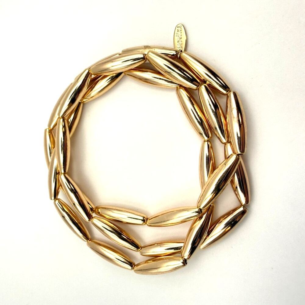 NWT SEREFINA ANTHROPOLOGIE Triple Stranded Gold Plated Beaded Bangle Bracelet